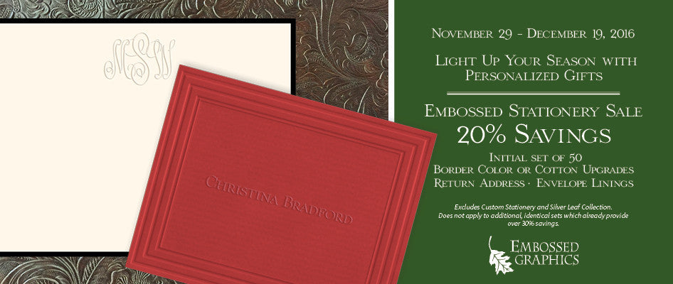 20% off Embossed Stationery